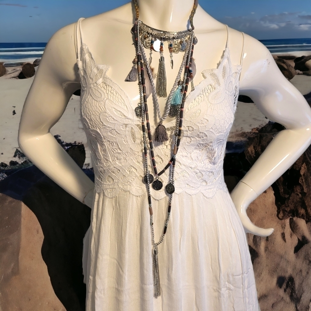 Nwt GORGEOUS LG BOHO Necklace (Ltd blue tassel) - Handmade